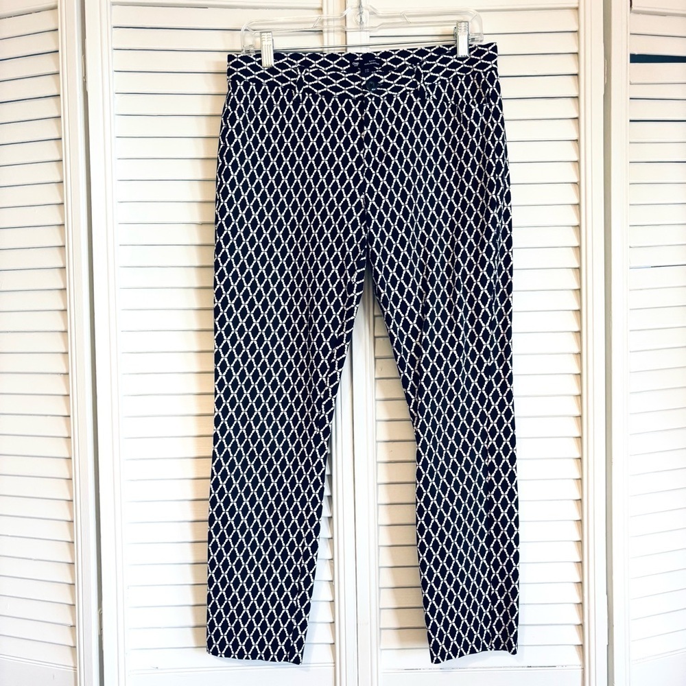 Gap Slim City Skinny Pants in Navy Blue and White Patterned Size 2R